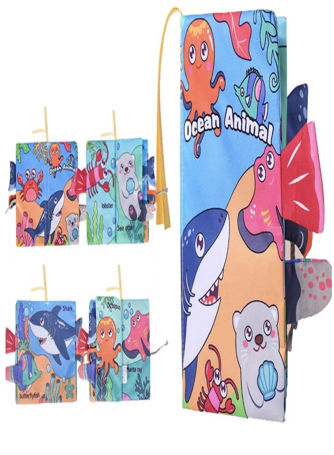 KolorFish Soft Cloth Baby Book | 0-6 Months High Contrast Sensory Baby Toy | 6-12 Months Touch Feel Teething | Travel Essentials Tummy Time for Newborn 1-3 Years Old (Ocean Animals) - Image 1