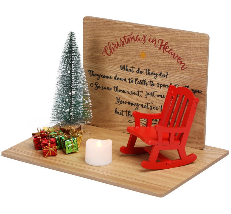 NEWLIGHTURE Christmas in Heaven Decoration Christmas Memorial Candle Holders Rocking Chair Ornament Save A Seat Memorial Gift - Image 1