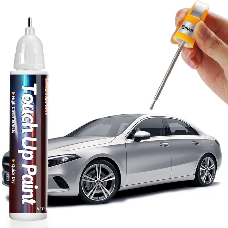 Silver Touch Up Paint Pen for Cars Car Paint Scratch Repair 2In1 Car Touch Up Paint Fill Paint Pen Quick Easy Solution to Repair Minor Automotive Scratches 08 fl oz