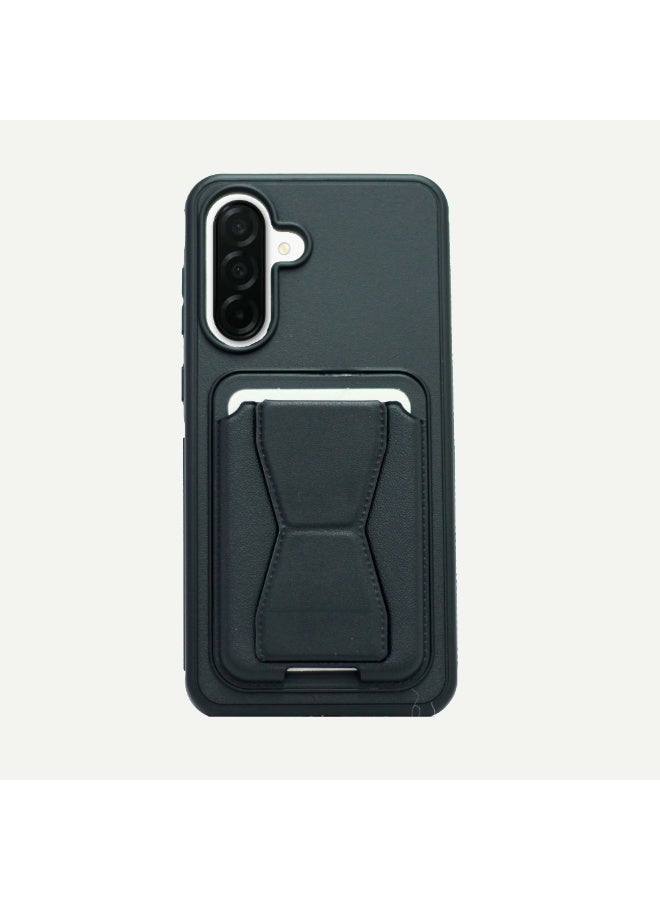 Leather Wallet Case Compatible with Samsung Galaxy A36 / A56 , Leather Back Cover With TPU Frame, Shockproof Protective Phone Case with Card Holder Stand (Black)