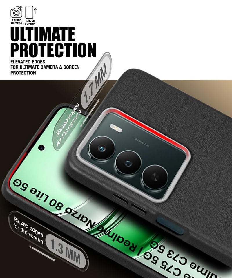 WOW IMAGINE Back Cover for Realme C75 | Realme C73 | Narzo 80 lite 5G | P3 Lite 5G Ultra Slim Flexible Non-Slip Grip | Inner Fabric | Metal Camera Ring & Lightweight Soft Silicone Mobile Case – Black - Image 5