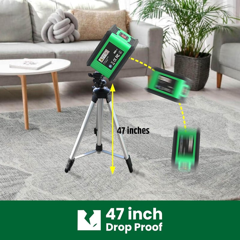 Tomahawk ® TLC-2315-2 مستوى ليزر خطي | مستوى ليزر خطي أخضر مدمج 2 - 98 قدم خط ليزر أخضر ذاتي التسوية للبناء | حامل مغناطيسي غير متضمن - Image 2