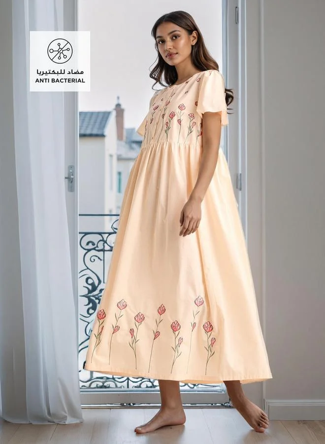 سبلاش فيڤ قميص نوم مطرز بأكمام فراشة