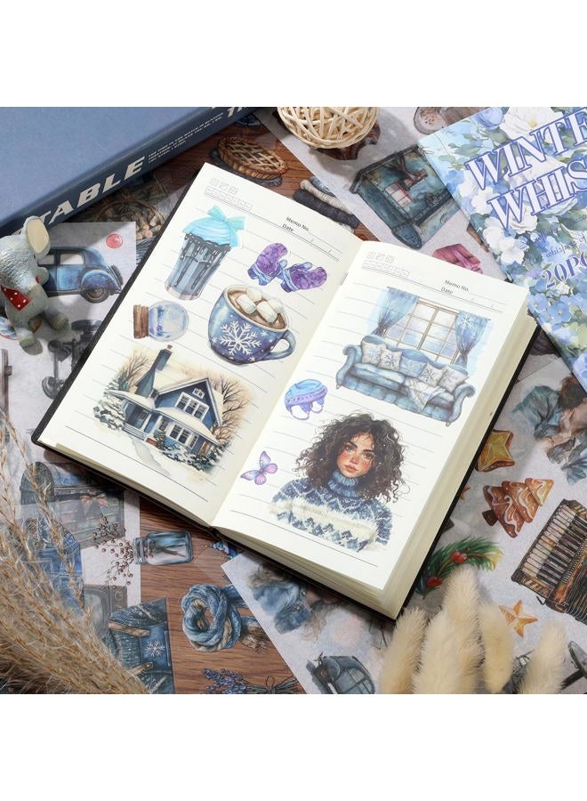 Auguro Winter Scrapbook Stickers 20 Sheets 240 Pre-Cut Washi Stickers for Journaling PET Transparent Book Sticker Decorative or DIY Paper Crafts, Arts and Crafting Projects - Image 4