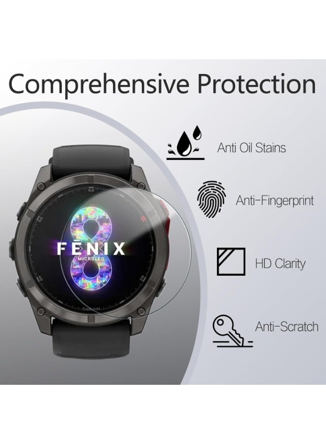 2 Pack Screen Protector for Garmin Fenix 8 Solar 47mm, 9H Tempered Glass Film Anti-Scratch for Garmin Smartwatch - Image 2
