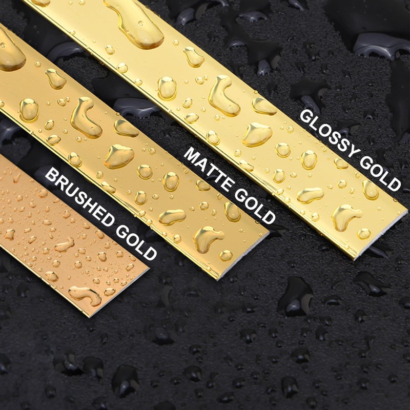 Soengsau Matte Gold Finish Molding Trim, 196.8"L x 0.4"W Peel and Stick Decoration Strip for Ceiling, Wall, Tile Edge, Furniture Cabinet, Mirror - Image 2