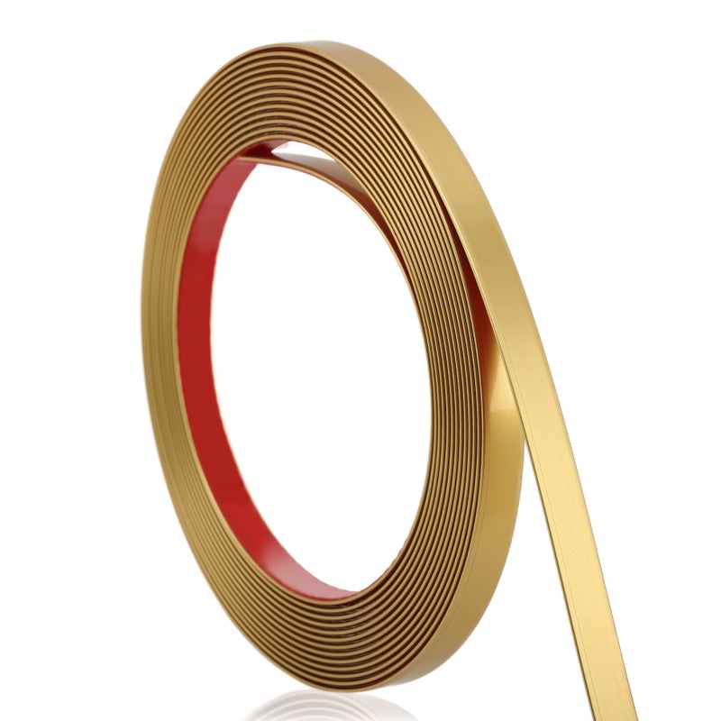 Soengsau Matte Gold Finish Molding Trim, 196.8"L x 0.4"W Peel and Stick Decoration Strip for Ceiling, Wall, Tile Edge, Furniture Cabinet, Mirror - Image 1