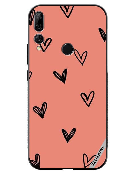 Protective Case Cover For Huawei Y9 Prime 2019 Flying Hearts Sketch Design Multicolour