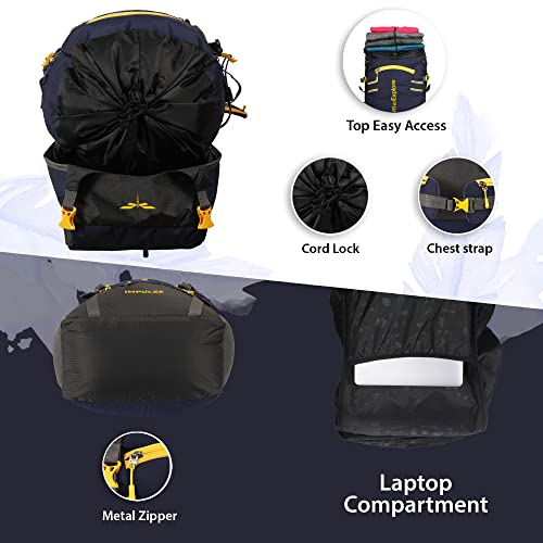 Impulse rucksack 60 litres travel bag for men tourist backpack for hiking, trekking, camping thames blue with 1 Year Warranty - Image 5
