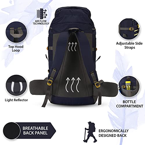 Impulse rucksack 60 litres travel bag for men tourist backpack for hiking, trekking, camping thames blue with 1 Year Warranty - Image 3
