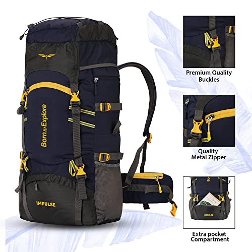 Impulse rucksack 60 litres travel bag for men tourist backpack for hiking, trekking, camping thames blue with 1 Year Warranty - Image 4