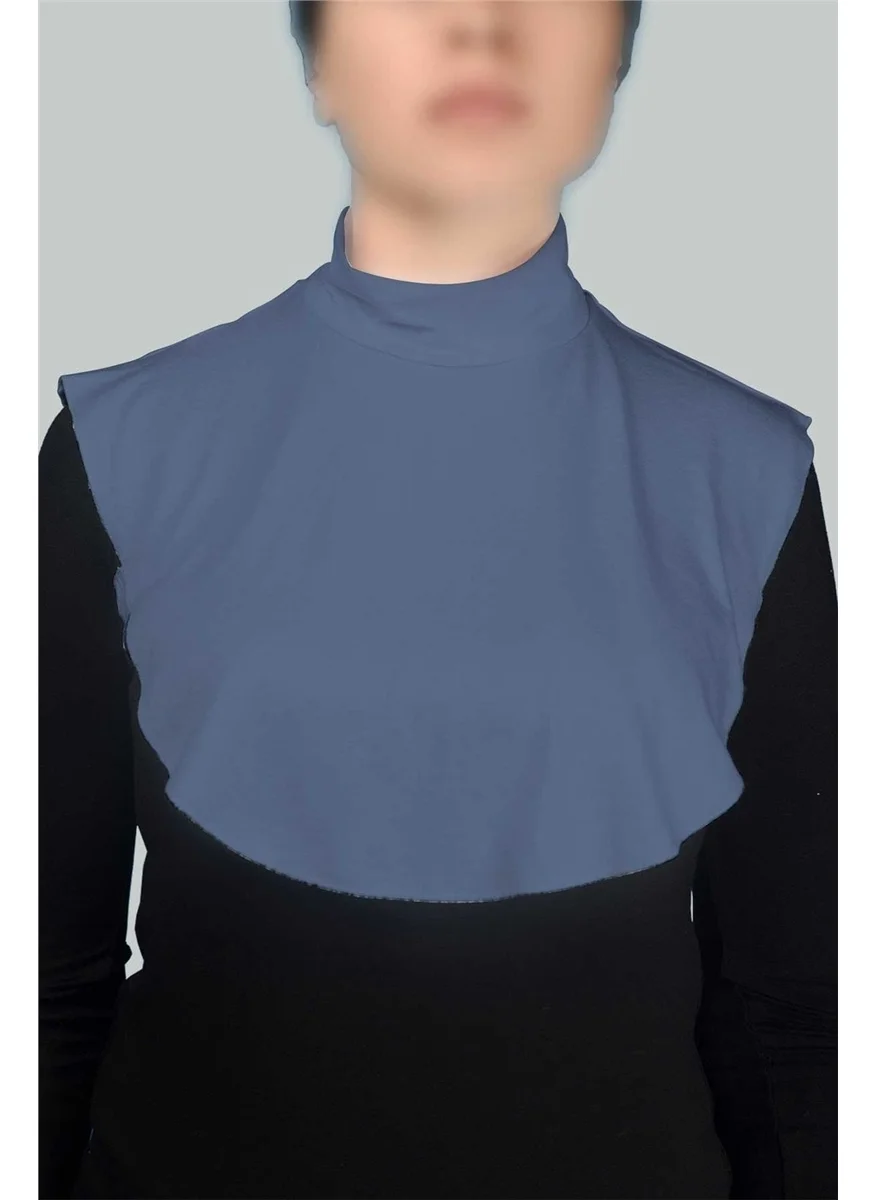 Altobeh Plain Turtleneck Combed Cotton Hijab Neck Collar - Denim Color
