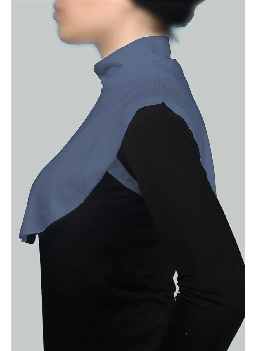 Altobeh Plain Turtleneck Combed Cotton Hijab Neck Collar - Denim Color
