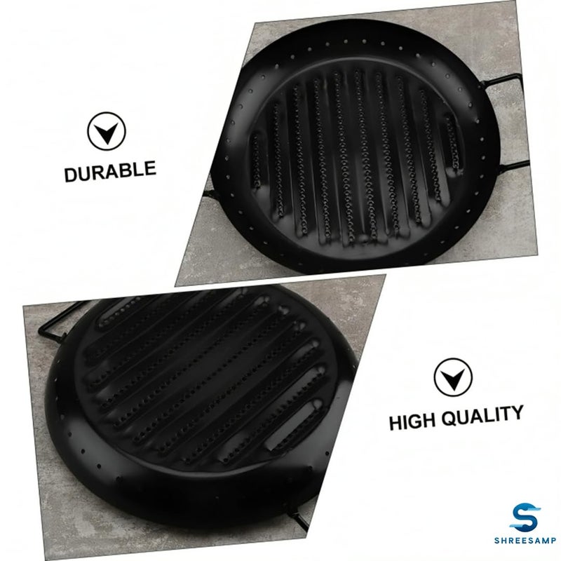 SHREESAMP SHREESAMP Round Outdoor Barbecue Plate Grill Pan Home Bakeware Practical Camping Tool Round GriddleGrill Pan and Stovetop Plate Non-Stick Roasting Tool Baking Heat Resistant Tray BBQ [38x 30x 4CM]  - Image 5