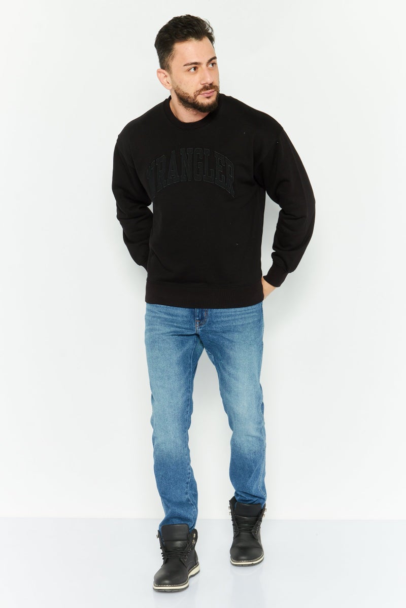 Wrangler Men Crew Neck Embroidered Sweatshirts, Black - Image 2
