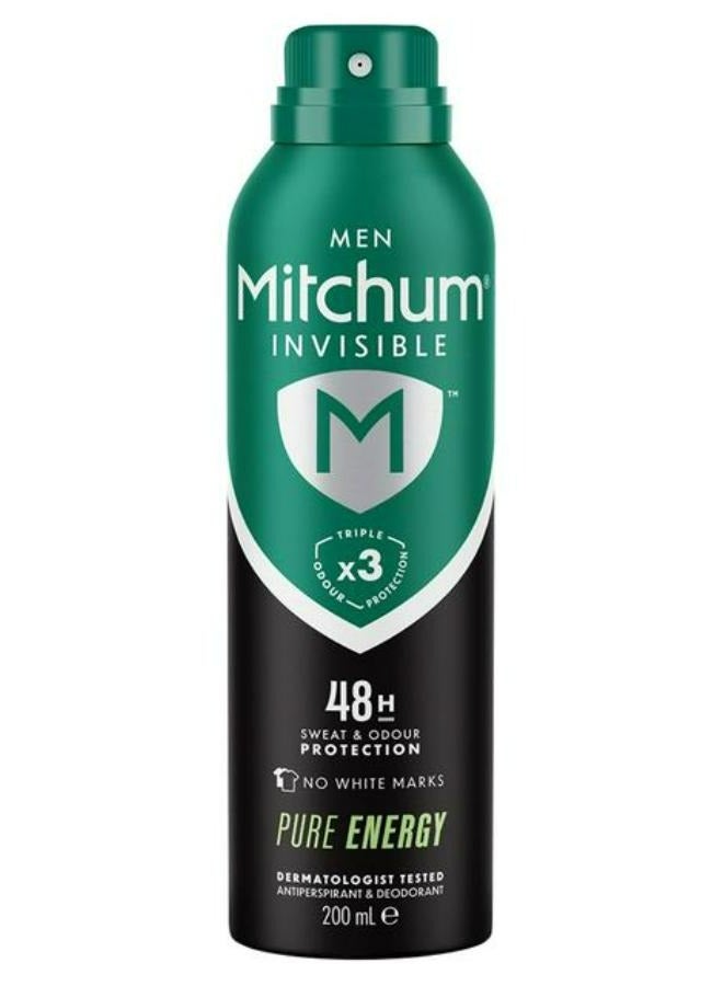 Mitchum Invisible Men Antiperspirant Deodorant Spray 48-Hour Pure Energy 200 ML