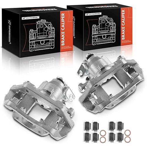 A-Premium Disc Brake Caliper Assembly with Bracket Compatible with Select Ford and Lincoln Models - Flex 2009 3.5L, MKS 2009-2011 3.7L, MKS 2010-2011 3.5L - Rear Driver and Passenger Side, 2-PC Set - Image 1