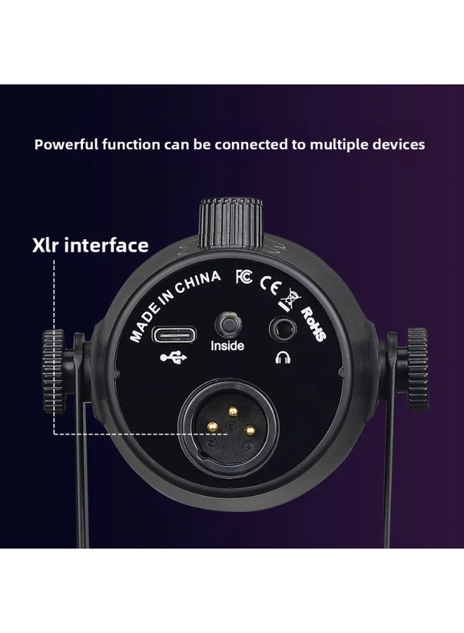 ZFSZ MV7 Professional USB Podcast Microphone - Desktop Studio Mic with LED Level Meter, Dual Mode Gain Control, Mute & Monitoring Jack for Recording, Gaming & YouTube - Image 3