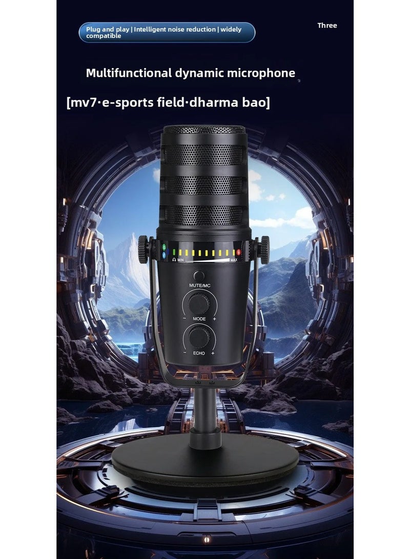 ZFSZ MV7 Professional USB Podcast Microphone - Desktop Studio Mic with LED Level Meter, Dual Mode Gain Control, Mute & Monitoring Jack for Recording, Gaming & YouTube - Image 5