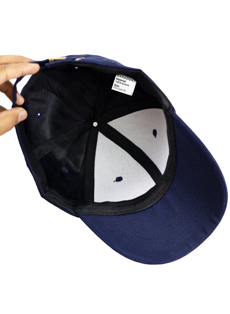 SARAOONT 100% Cotton Navy Baseball Dad Cap - Adjustable Size Hat for Running, Workouts, and Outdoor Activities - Baseball Cap for Men and Women - Image 4
