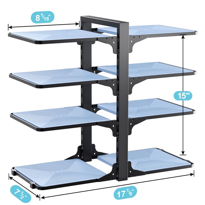 LAMU Pots and Pans Organizer under Cabinet, 8-Tier Heavy Duty Pan Organizers inside Cabinet, Adjustable Pot Rack for Small Kitchen Storage, 15" Height Holds Cast Iron Pans and Skillets Black - Image 5