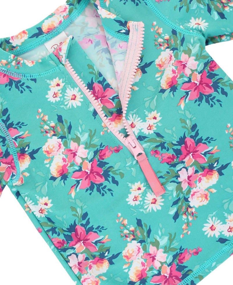 RuffleButtsÂ® Girls Fancy Me Floral Long Sleeve Rash Guard Bikini - 7 - Image 2