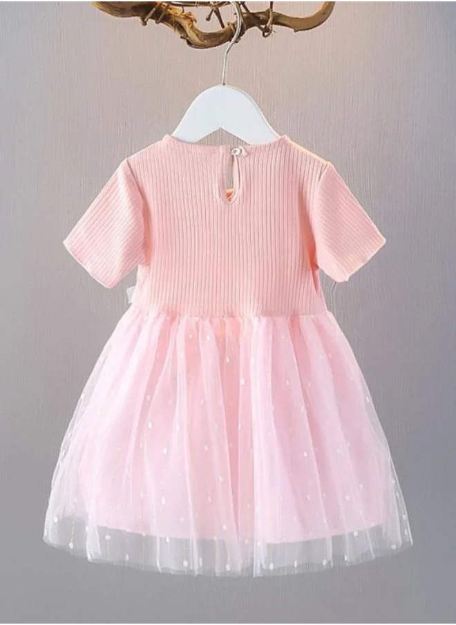YUNIQEE Pink Fit & Flare Crew Neck Printed Dress
