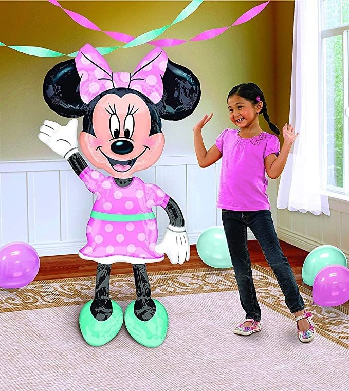 Amscan Anagram 34331 Minnie Airwalkers - Pink Dress Foil Mylar Party Balloon, 54", Multicolor, Pack of 1,10116417 - Image 1
