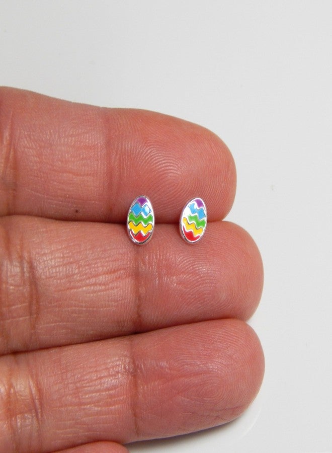 آيسروز أقراط صغيرة ملونة على شكل بيضة عيد الفصح من الفضة الإسترليني عيار 925 من ICYROSE (خالية من النيكل) - Image 5