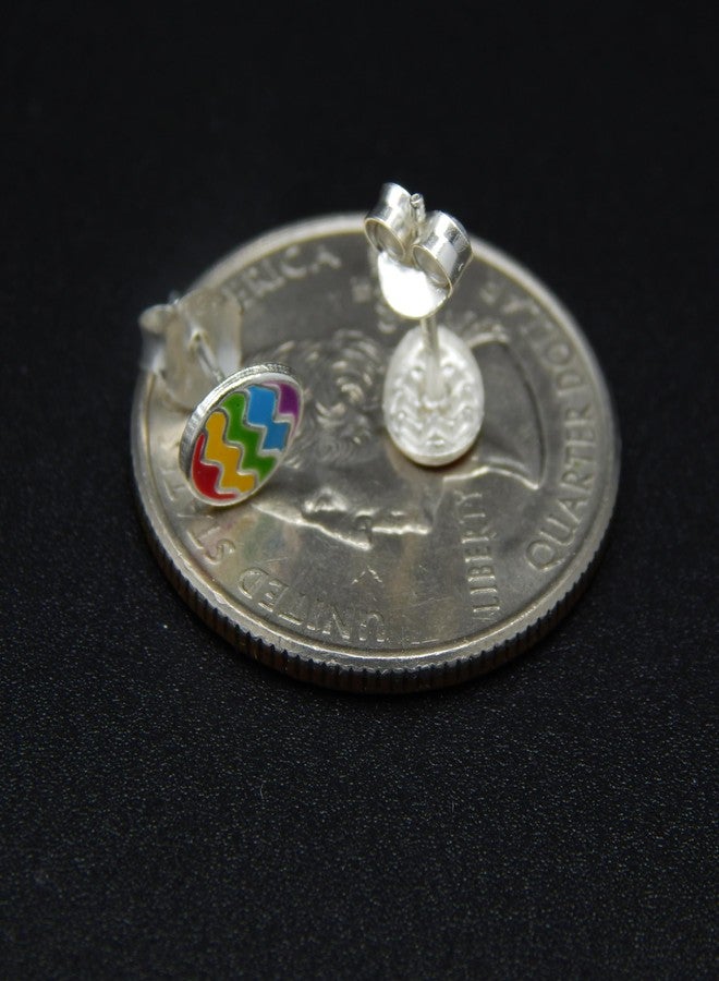 آيسروز أقراط صغيرة ملونة على شكل بيضة عيد الفصح من الفضة الإسترليني عيار 925 من ICYROSE (خالية من النيكل) - Image 3