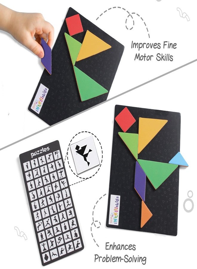 FIRSTCRY INTELLISKILLS Intelliskills Premium Brain Boosting Magnetic Portable Tangram Puzzle Game for Kids,Educational&Travel Puzzle Game for 3+ Years Girls&Boys,Brain Teaser Toys,BIS Certified,Birthday Gift (People & Paws) - Image 3