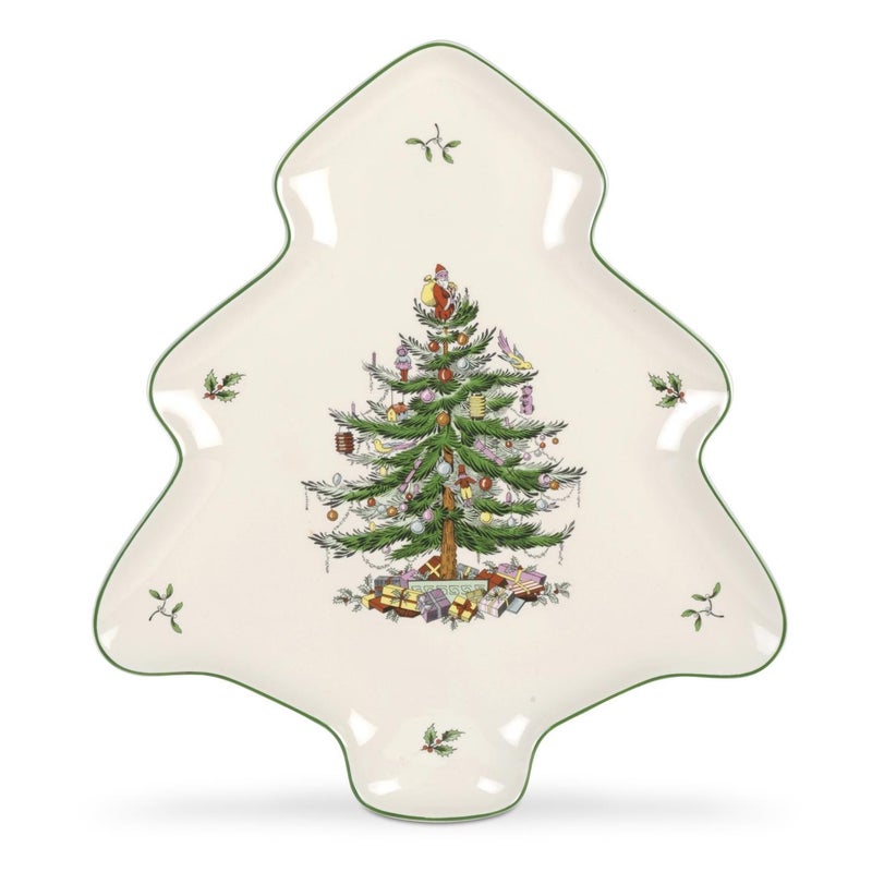 Spode Christmas Tree Platter  14Inch TreeShaped Serving Plate Fine Earthenware Holiday Tableware  Festive Party Server Seasonal Decor  Collectible Gift  Christmas Dinnerware
