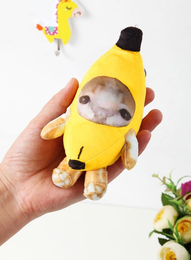 أوساويك قطط الموز الباكي سلسلة مفاتيح الفش، طفل مضحك سعيد صوت قطط محشو زينة الحيوانات - Image 2