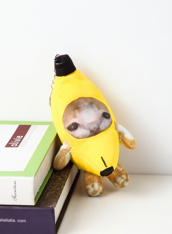 أوساويك قطط الموز الباكي سلسلة مفاتيح الفش، طفل مضحك سعيد صوت قطط محشو زينة الحيوانات - Image 3