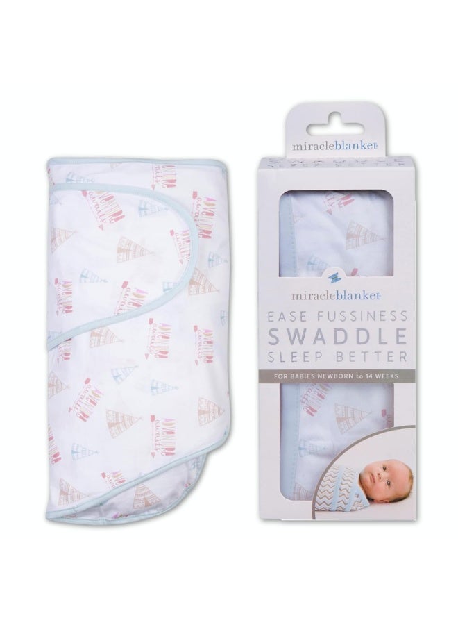 Miracle Blanket Baby Sleep Wearable Swaddle Wrap For Newborn Infant Boy Or Girl 0 3 Months Adventure Awaits - Image 1