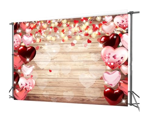 CHAIYA 8x6ft Valentine's Day Backdrop Wood Backdrop Vinyl Red Love Heart Valentine's Day Backdrops for Photography Mother's Day Party Bridal Shower Valentine Day Dessert Cake Table Decoration - Image 4