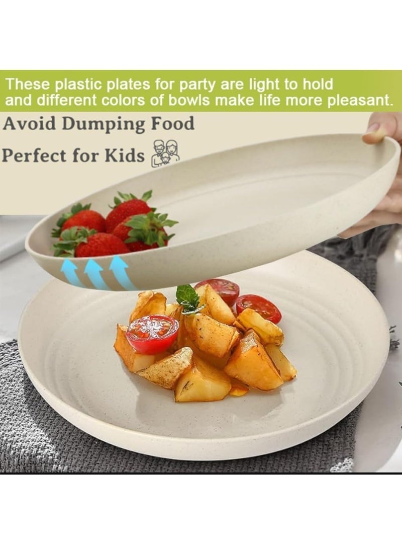 منزل الغابة 20cm قش القمح لوحة ( 4 حزم ) ، الميكروويف لوحة آمنة - غير قابلة للكسر لوحة عميقة ، غسالة صحون سلامة البلاستيك لوحة ، يمكن إعادة استخدامها في الأطفال الرضع والكبار - Image 3