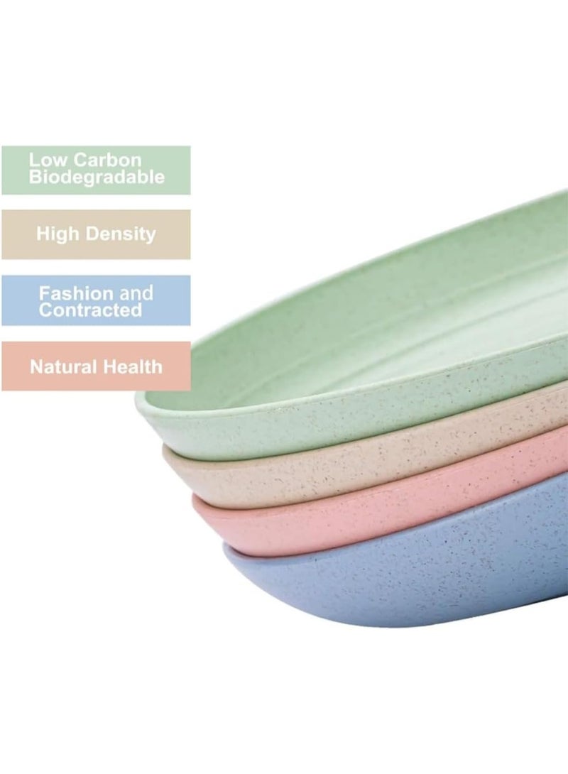 منزل الغابة 20cm قش القمح لوحة ( 4 حزم ) ، الميكروويف لوحة آمنة - غير قابلة للكسر لوحة عميقة ، غسالة صحون سلامة البلاستيك لوحة ، يمكن إعادة استخدامها في الأطفال الرضع والكبار - Image 4