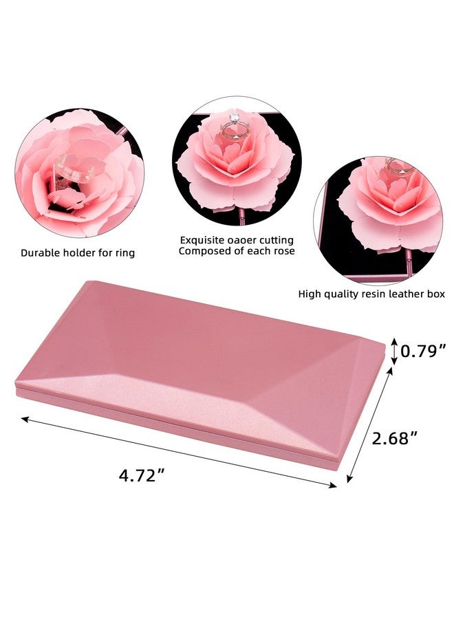 wonuu Engagement Ring Box,Ring Rose Box Surprise Jewelry Storage Holder for Woman as Proposal Engagement Wedding Ring Jewelry Gift Case in Valentine's Day ect. (Rhombus Shaped-Pink) - Image 3