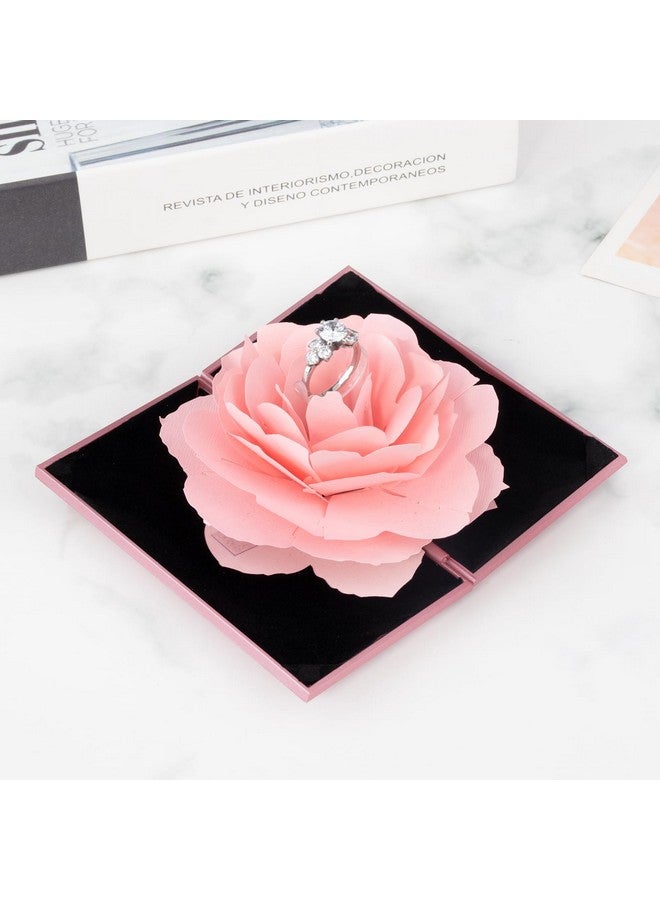 wonuu Engagement Ring Box,Ring Rose Box Surprise Jewelry Storage Holder for Woman as Proposal Engagement Wedding Ring Jewelry Gift Case in Valentine's Day ect. (Rhombus Shaped-Pink) - Image 2