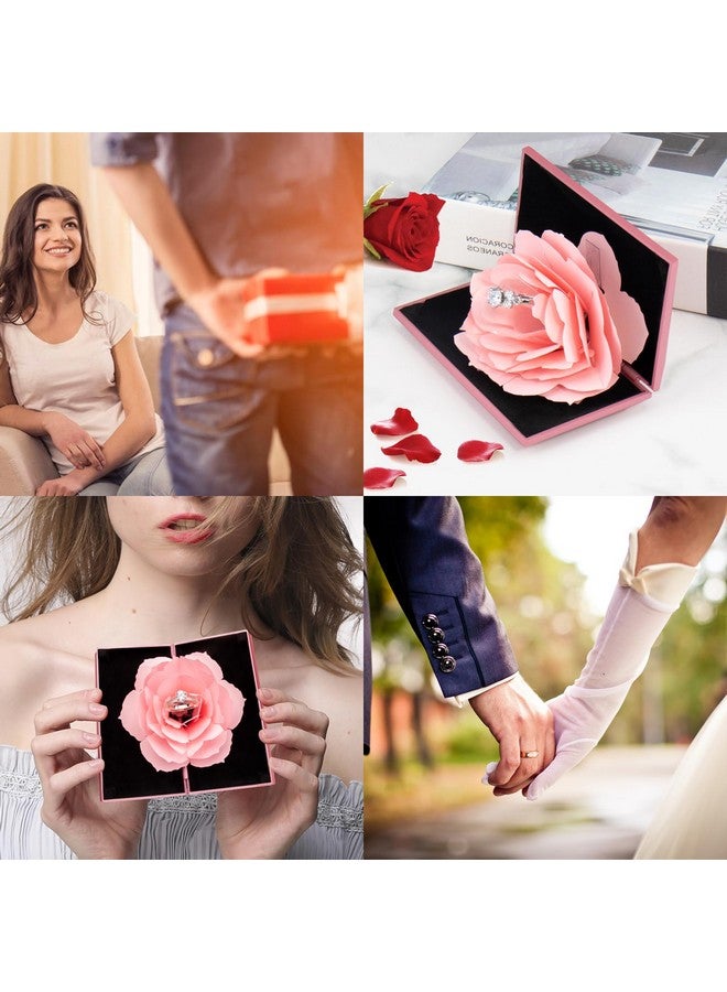wonuu Engagement Ring Box,Ring Rose Box Surprise Jewelry Storage Holder for Woman as Proposal Engagement Wedding Ring Jewelry Gift Case in Valentine's Day ect. (Rhombus Shaped-Pink) - Image 5