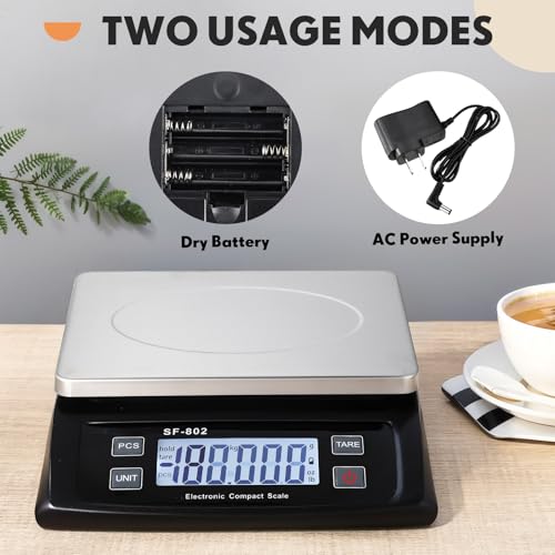 Tellegloww Large Digital Kitchen Scale 66LB 30kg Food Scale with Dough Scraper Stainless Bread Scale with LCD Display Commercial Weighing Devices for Baking Cooking(Black) - Image 3