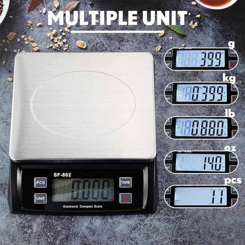 Tellegloww Large Digital Kitchen Scale 66LB 30kg Food Scale with Dough Scraper Stainless Bread Scale with LCD Display Commercial Weighing Devices for Baking Cooking(Black) - Image 5