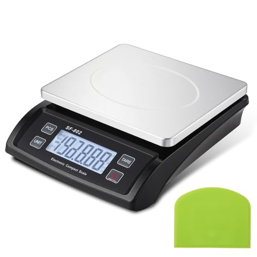Tellegloww Large Digital Kitchen Scale 66LB 30kg Food Scale with Dough Scraper Stainless Bread Scale with LCD Display Commercial Weighing Devices for Baking Cooking(Black) - Image 1