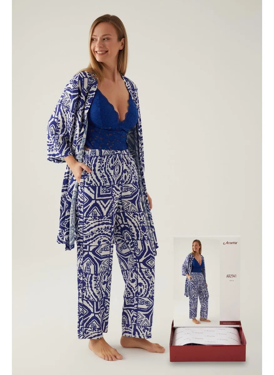 Arnetta Exotic Patterned 3-Piece Women's Pajama Set