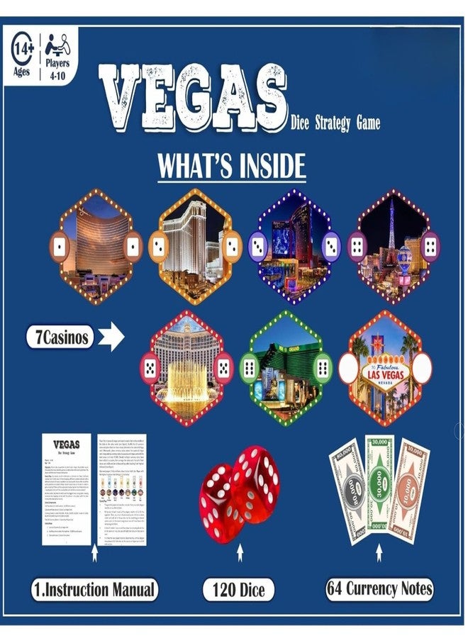 Tickles Vegas Dice Strategy Bidding & Casino Theme Board Game for Family & Friends Adults Party Fun (Ages: 14+ Years, Players: 4-10) - Image 2