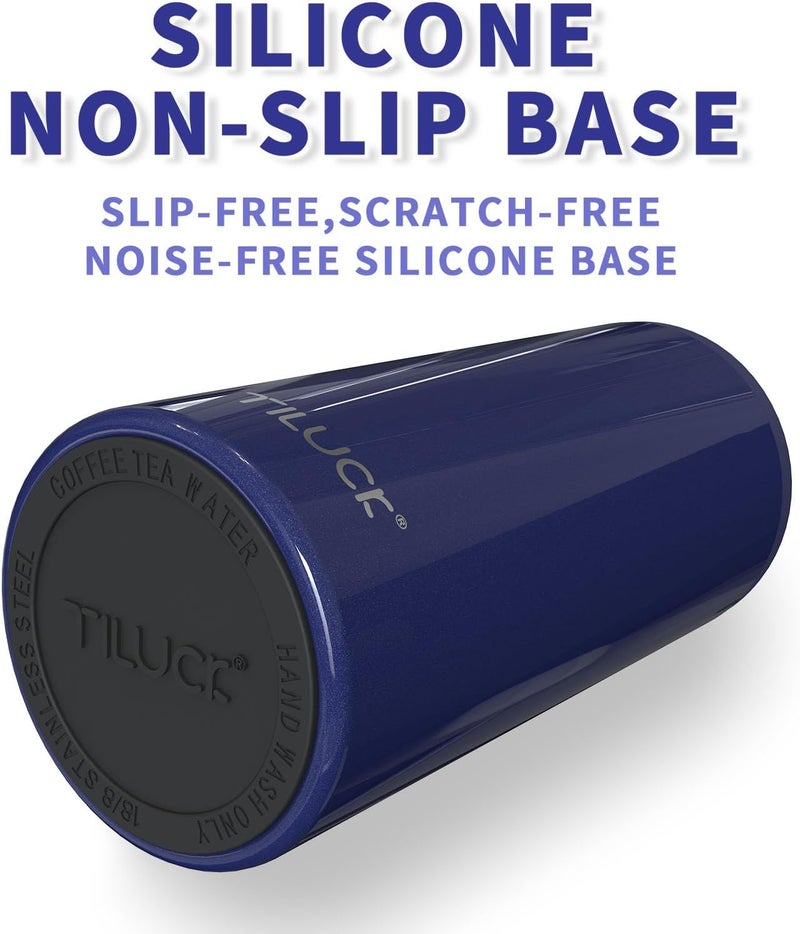 TILUCK Skinny Can Cooler for Slim Beer & Hard Seltzer, Stainless Steel, Doucle-Walled Stainless Steel Insulated Slim Cans, Standard 12 oz (Glitter Navy) - Image 4