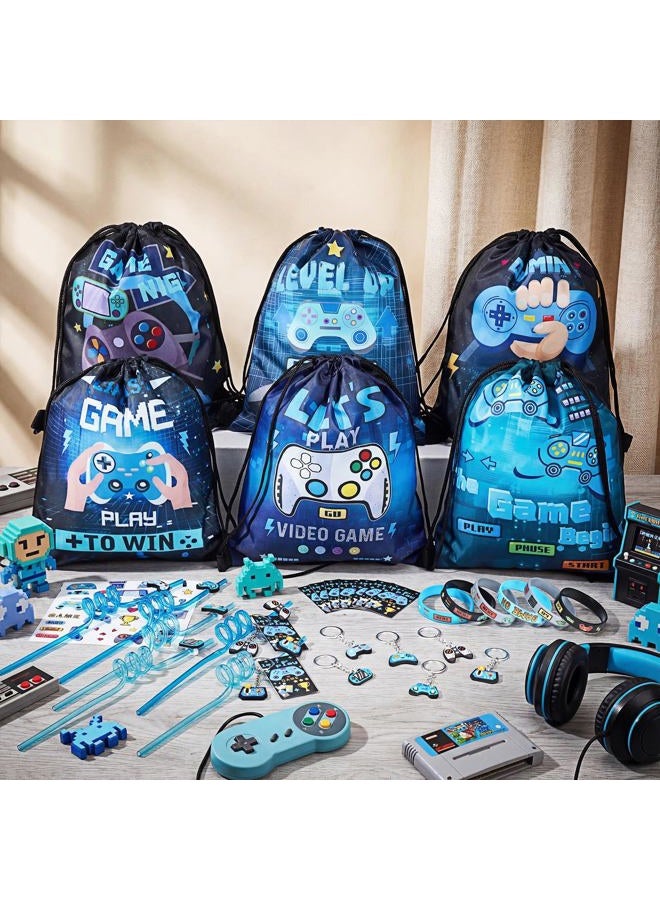 LemonRoad 73 Pcs Video Game Party Favors Set Birthday Supplies Includes Drawstring Bags Keychains Bracelets Stickers Straws Tags for Video Game Theme Baby Shower Party - Image 2
