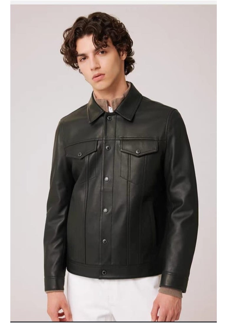 Generic Top leather (C31) Lambskin Leather Jacket Men 
- Premium Leather Café Racer Vintage Look Motorcycle Jacket Men  - Image 3