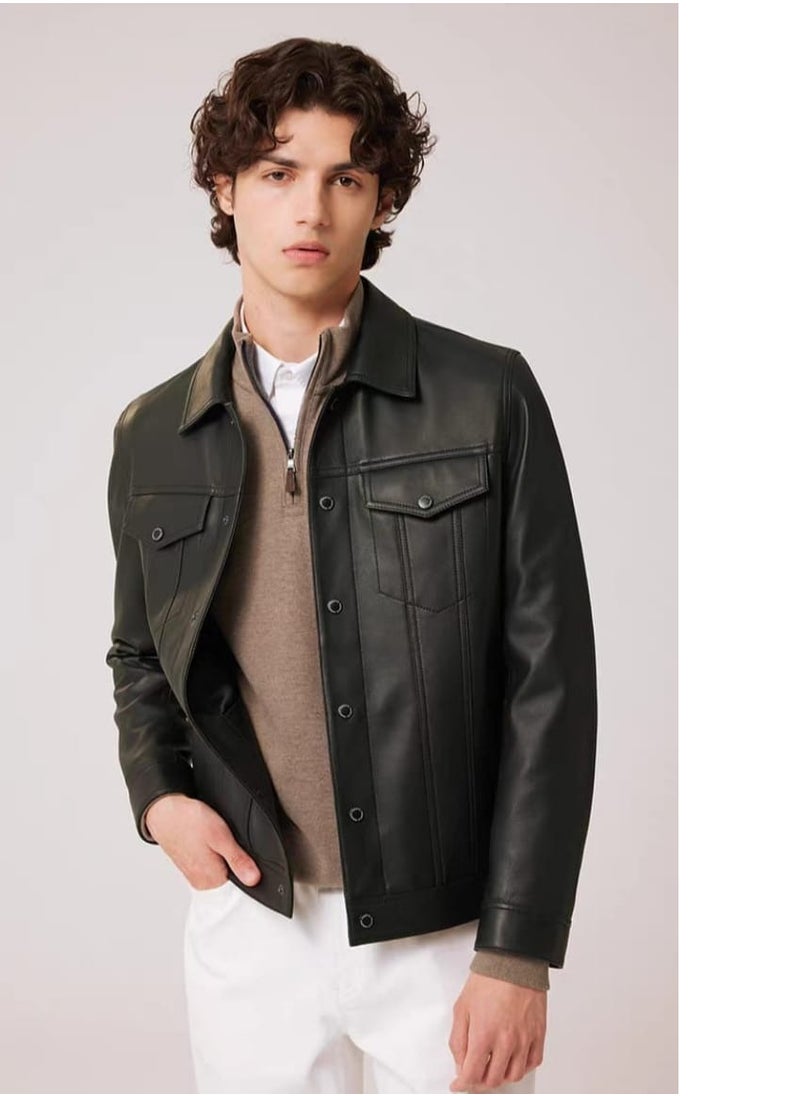 Generic Top leather (C31) Lambskin Leather Jacket Men 
- Premium Leather Café Racer Vintage Look Motorcycle Jacket Men  - Image 2
